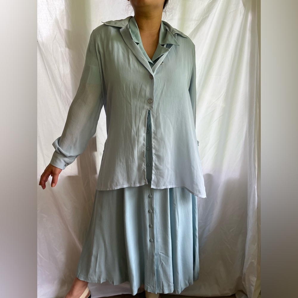Italian vintage Light blue long minimalist blouse